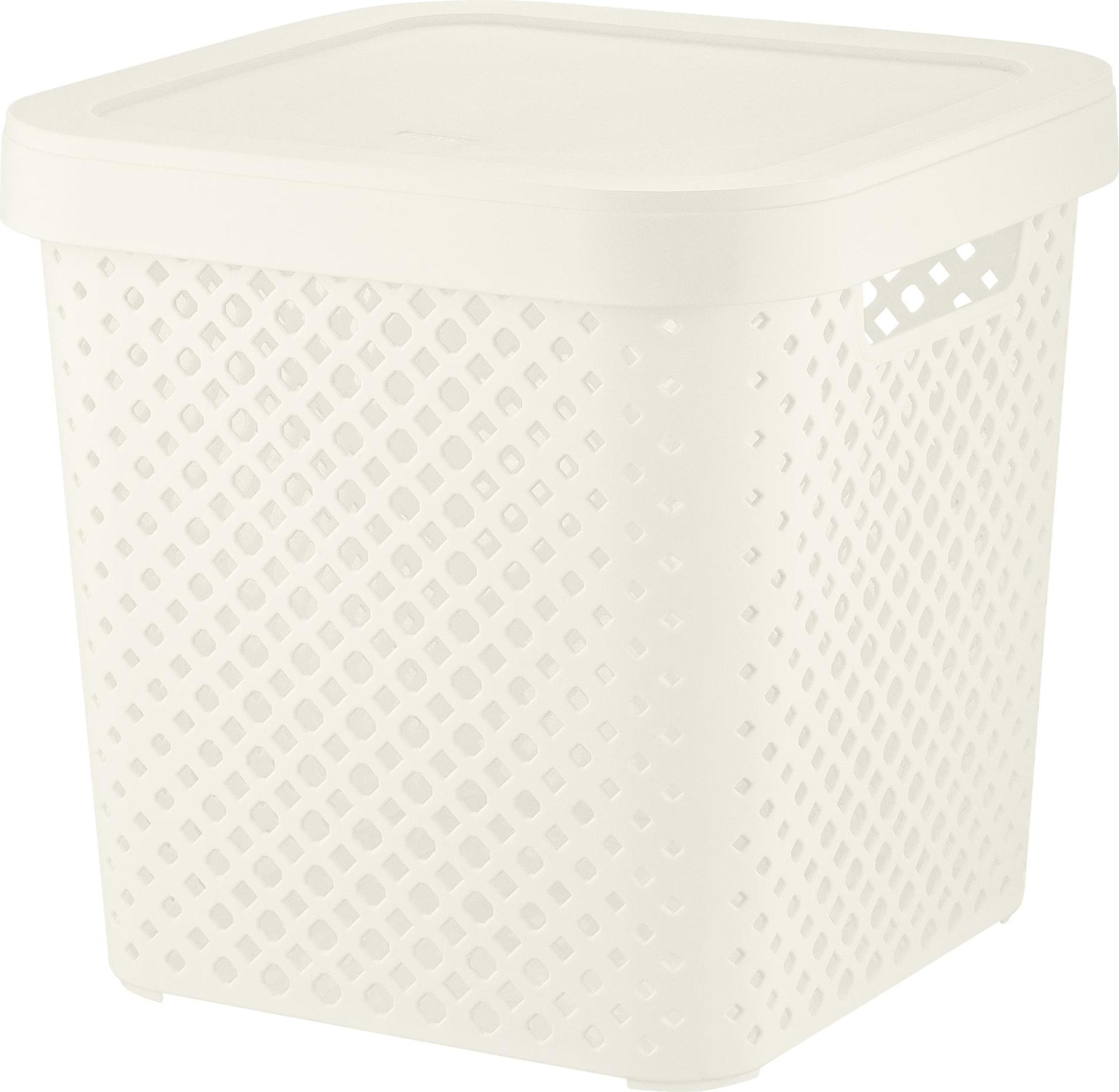 PT500801048 Корзина для хранения с крышкой Plast Team Stockholm, 20л молочный туман