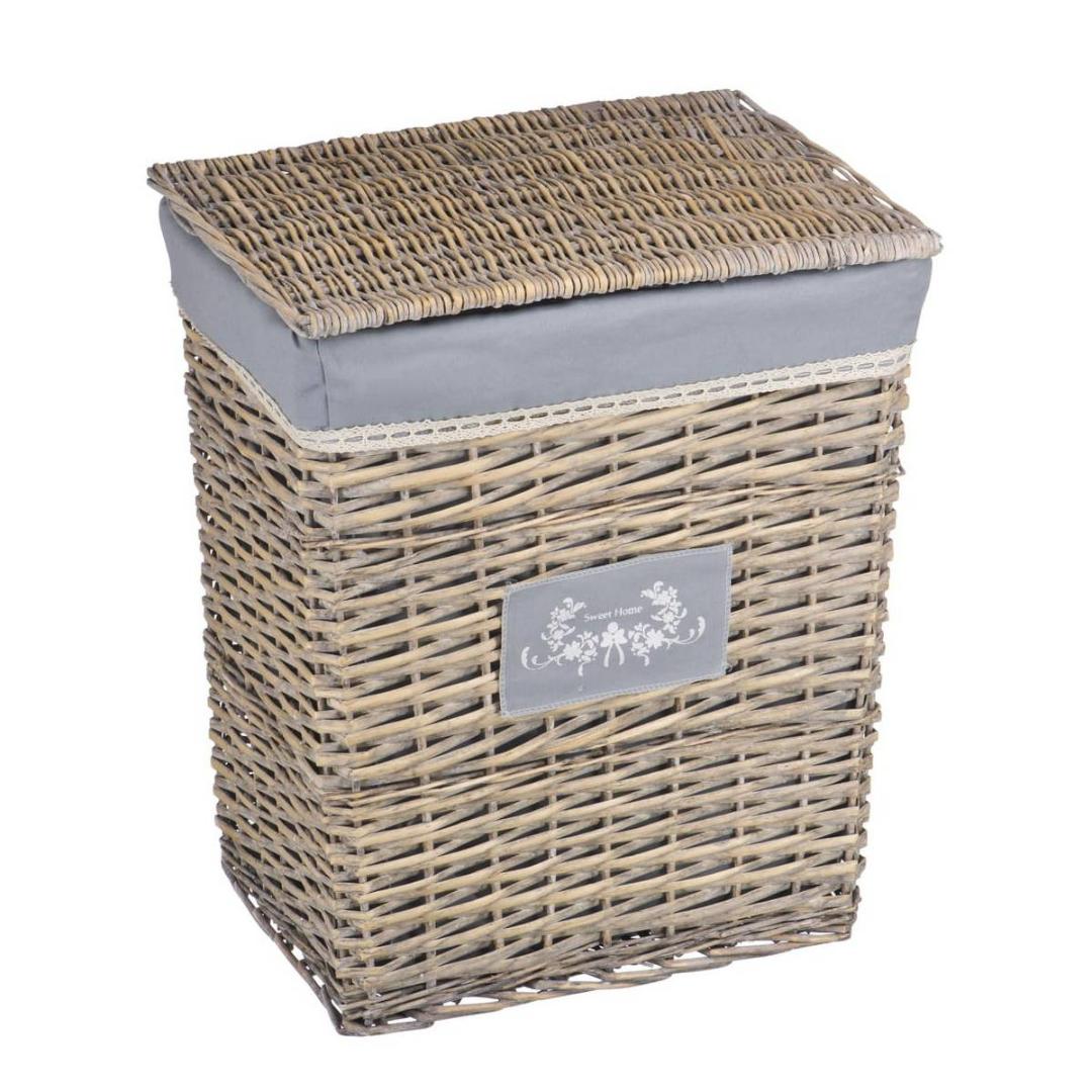 EW-19 XL Корзина бельевая прямоугольная Лён, Д470 Ш350 В550, серый