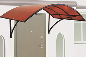 Козырек из поликарбоната LAKSI арочный 1650 (1400)*1050*800 мм красный