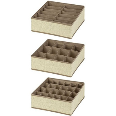 UD-00372126 Набор 3 органайзеров 32х32х12см Розы на бежевом без крыш