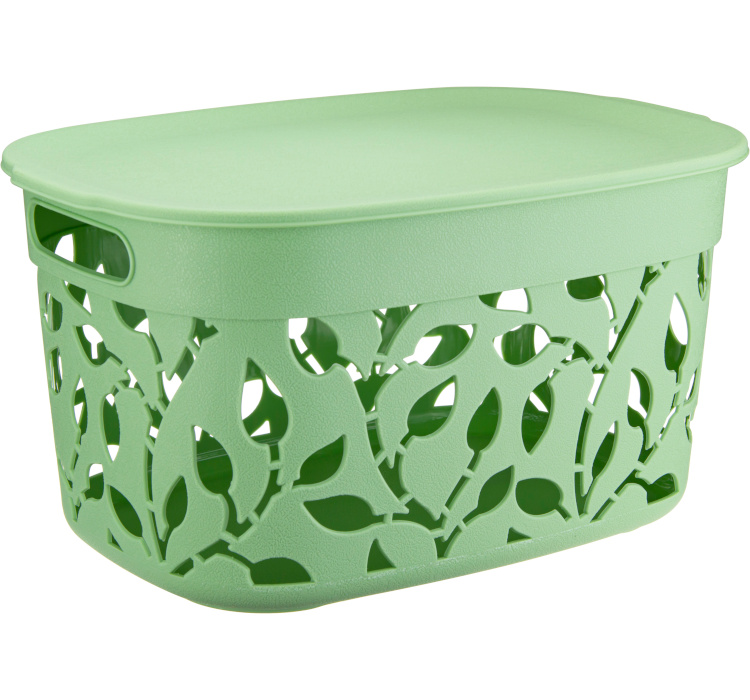 М 2363 Коробка ФЛОРА 12л с крышкой мята