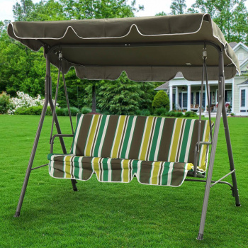 Качели садовые 3-местные, 170х110х153 см, мн 210 кг, Олива, зелено-корич, полосы, Y6-1987, металл
