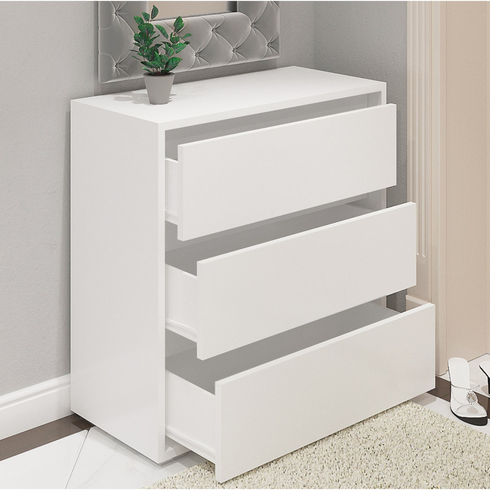 9346384 Комод КарлСон24 Scandi, 37х80х82 см, белый