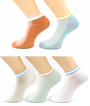 Носки женские Hobby Line х/б сеточка, цветная резинка ассорти р36-40