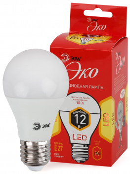 Лампа светодиодная ЭКО  ЭРА LED smd А60-12w-827-E27 ECO