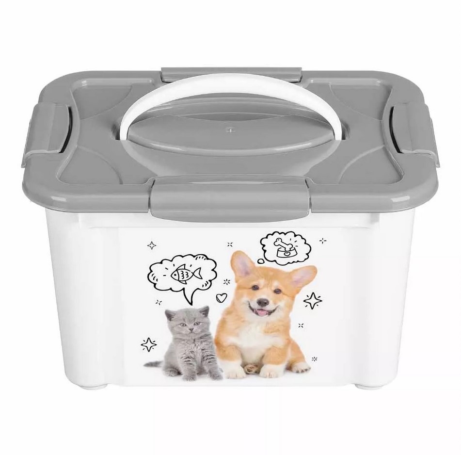 434212411 Контейнер для корма с декором LUCKY PET 5,5Л Серый