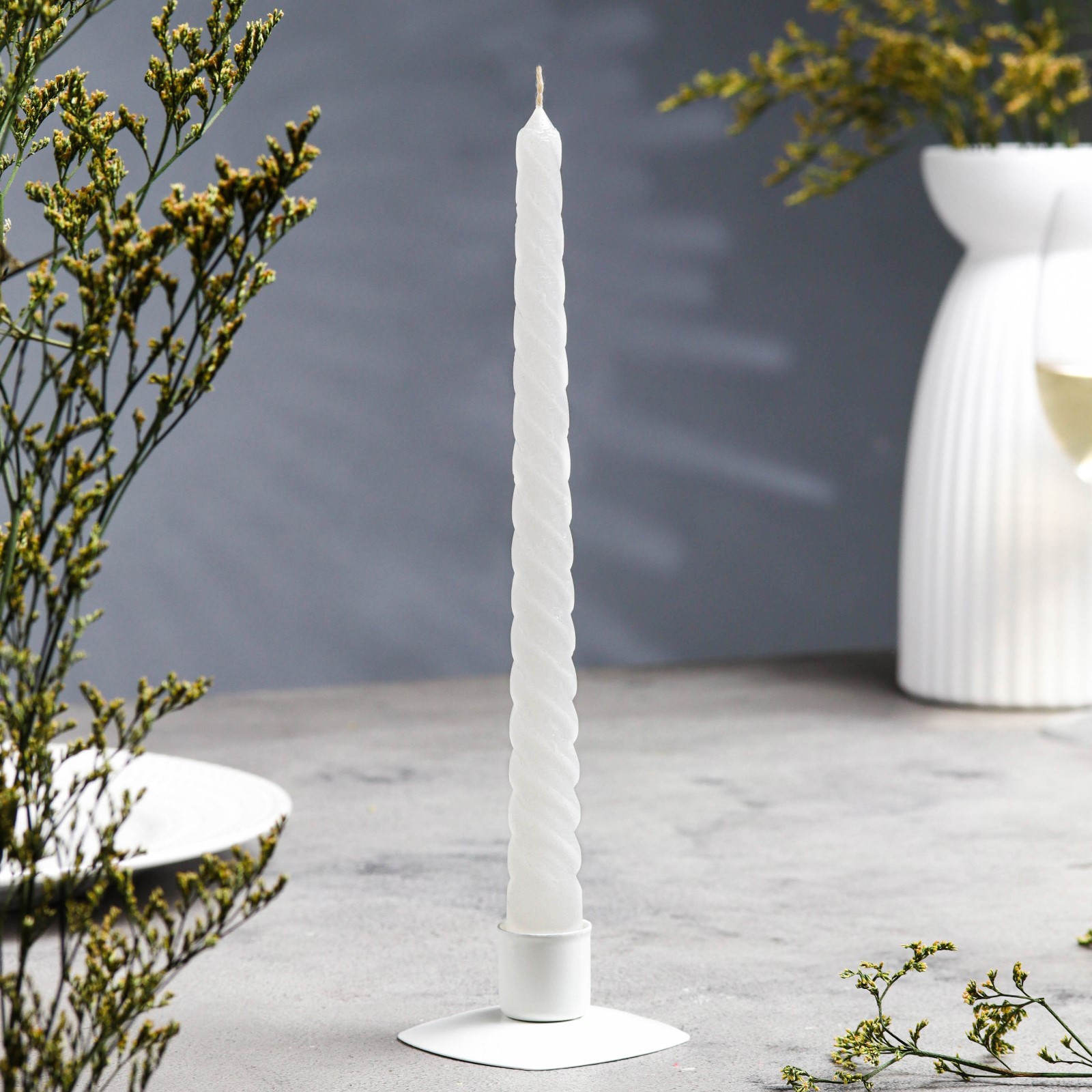 Свеча витая,2,5х 25 см, белая, 1745409