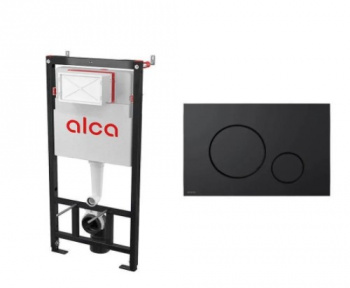 Инсталляция AlcaPlast для подвесного унитаза (510/1120/250), с черной матовой кнопкой M678/M578