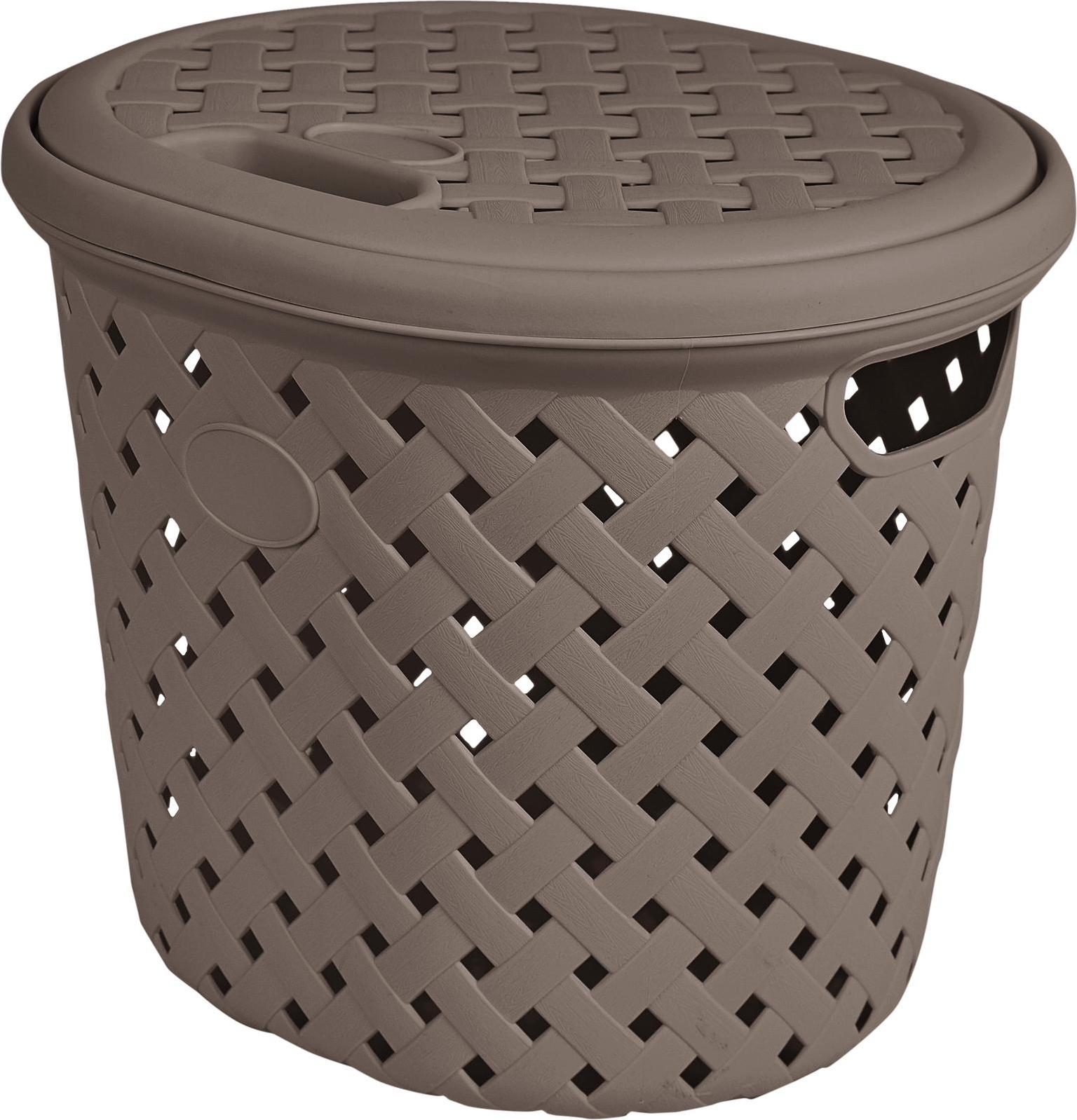 PT408811015 Корзина для белья Plast Team Rattan 14л 325х280х280мм шоколадный мокко