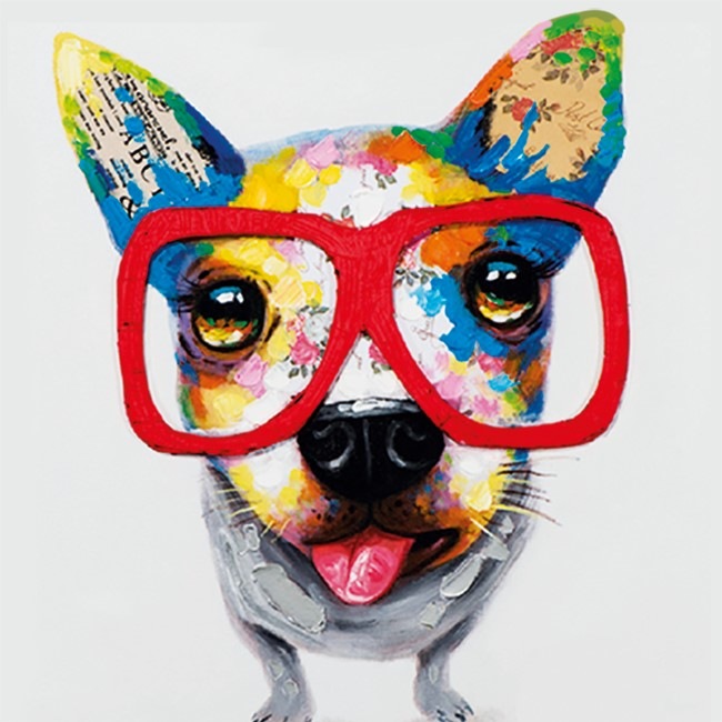 87874 Мозаика алмазная Песик в очках 20х20 см.