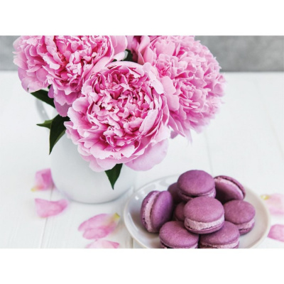 5371203 Мозаика алмазная Макаруны и цветы 30х40 см.