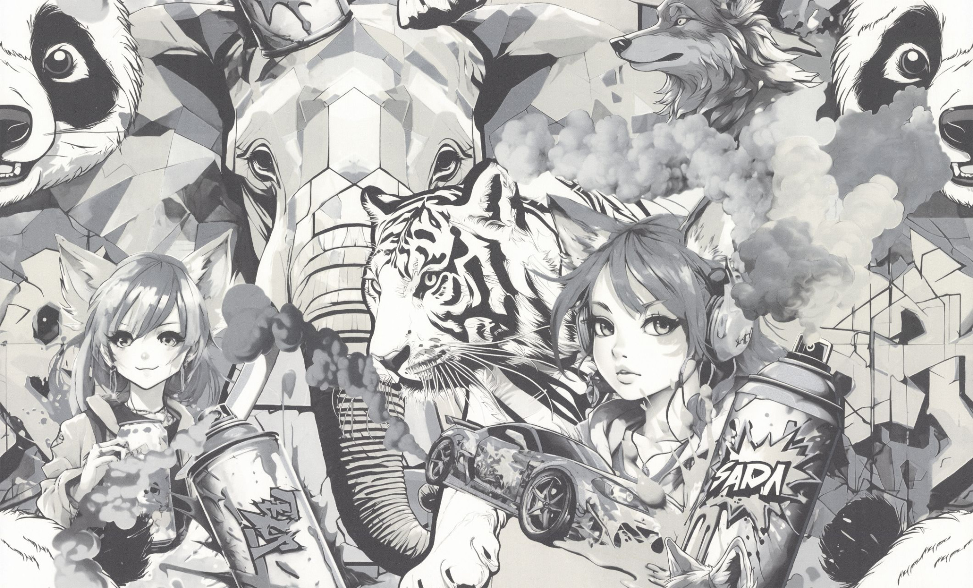 HC72283-44 Обои флизелиновые Anime мотив серый 1,06х10,05м