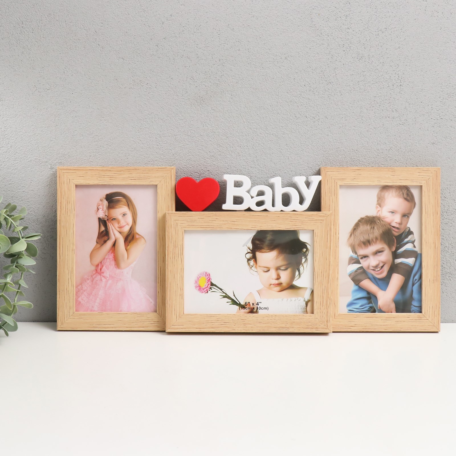 9713792 Фоторамка  на 3 фото 10х15 см Мой любимый малыш 41х18 см цвет бук светлый