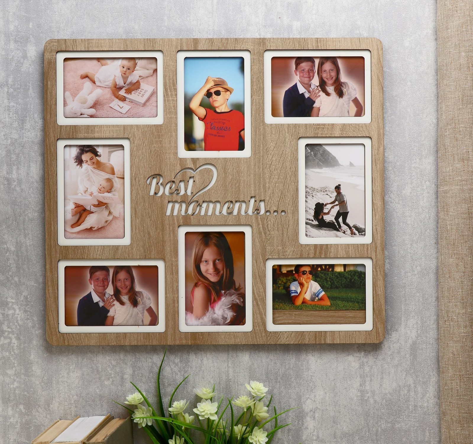 4625838 Фоторамка ХДФ Best moments на 8 фото 10x15 см.цвет бежевый