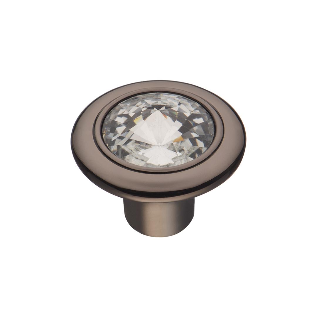 CRL35 BN Ручка-кнопка с кристаллами, черный хром