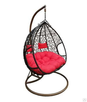 Кресло подвесное двойное Феникс цв.корзины черный, цв.подушки красный м.н. до 150 кг