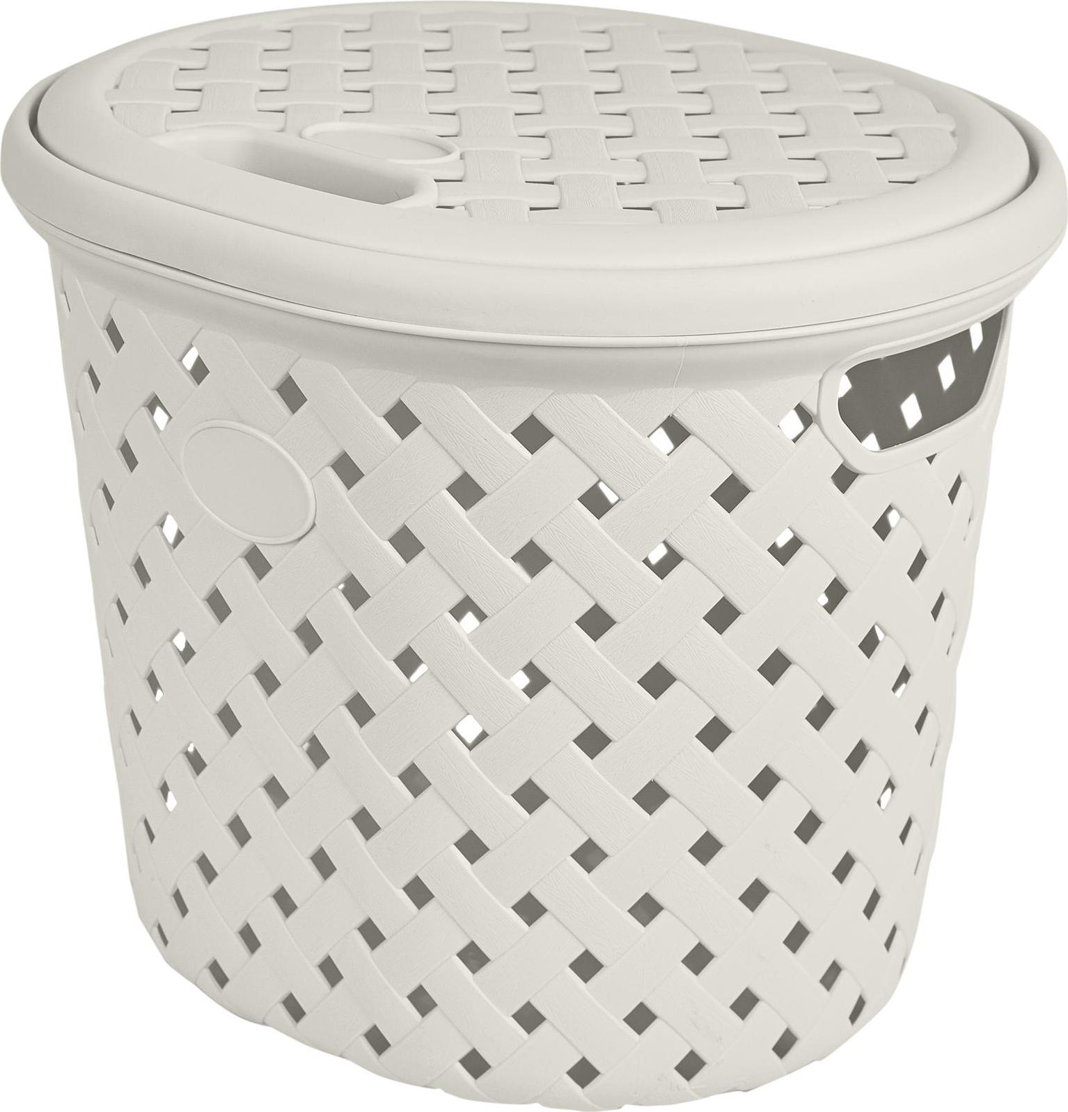 PT408811048 Корзина для белья Plast Team Rattan 14л 325х280х280 мм молочный туман