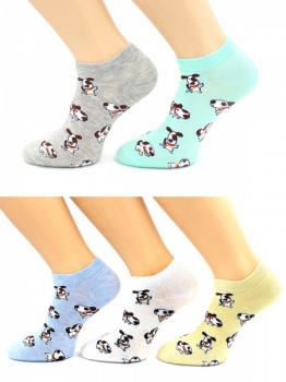 Носки женские Hobby Line х/б укороченные Собачки джек-рассел р36-40