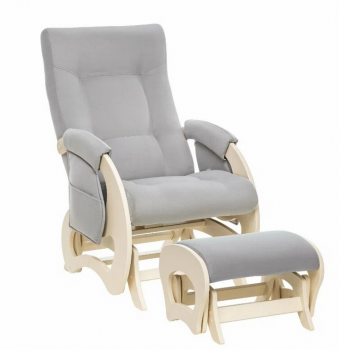 Кресло для кормления Milli Ария c пуфом 62x82x102 см, цвет: серый, молочный дуб