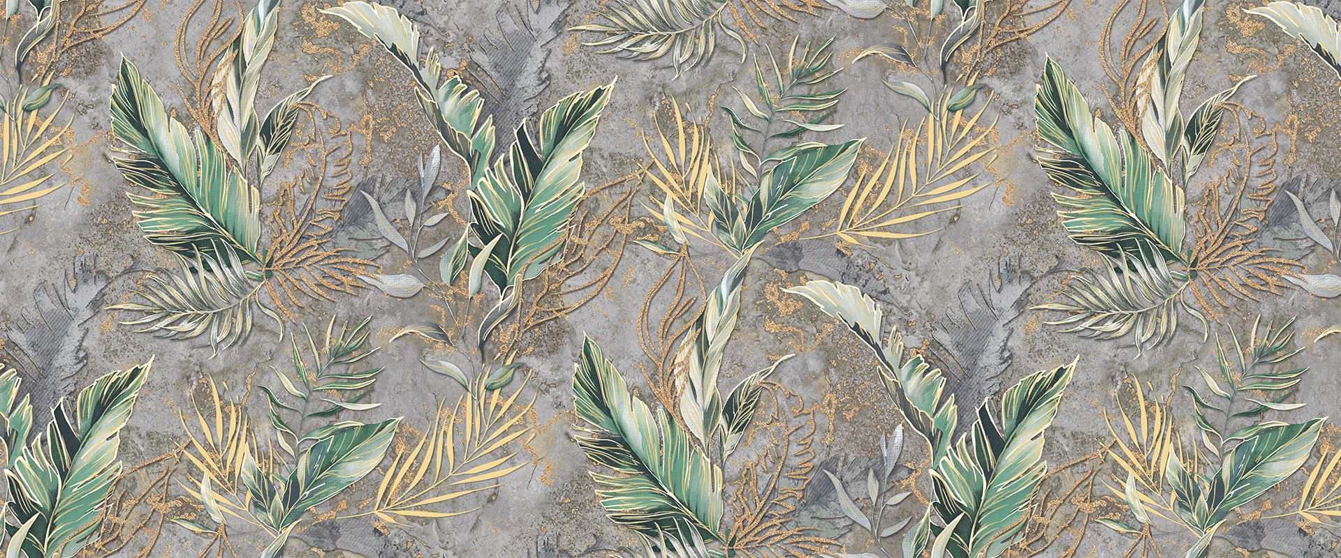 989727 Обои флизелиновые LETO, мотив серо-зелёный 1,06х10.05м