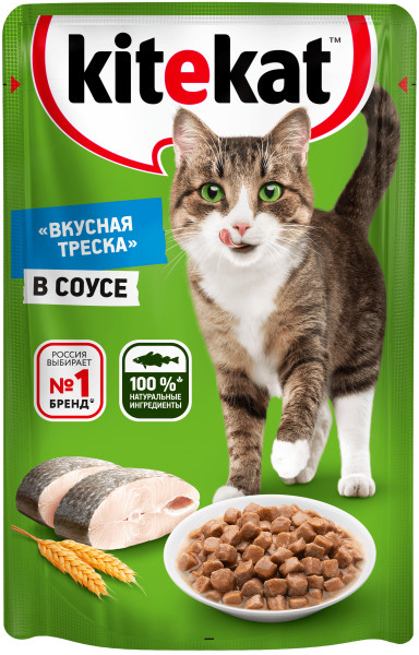 Корм KITEKAT пауч Вкусная треска 85г