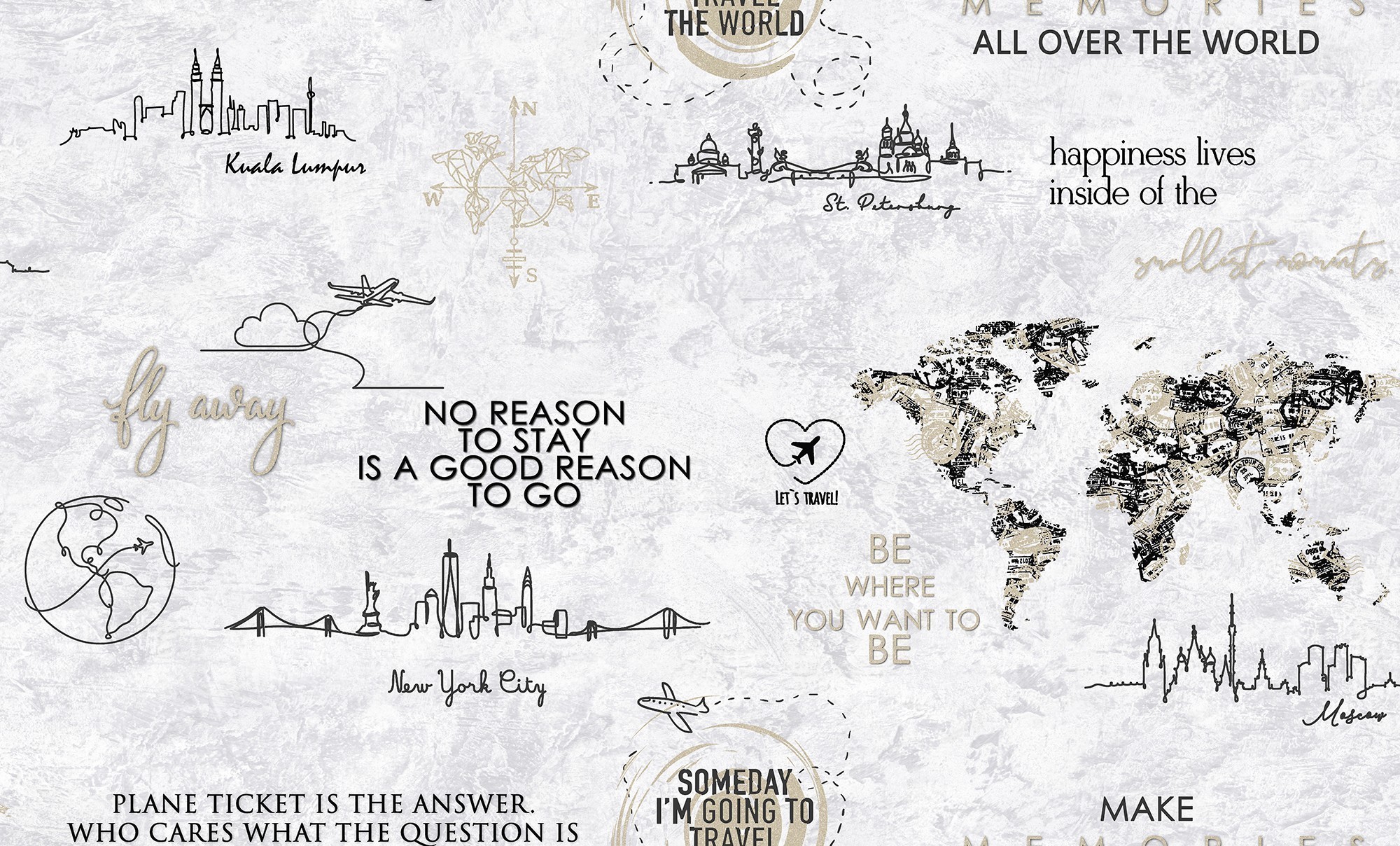 283951 Обои флизелиновые Le Tour мотив белый 1,06х10м