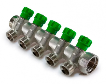 Коллектор регулирующий 5 выходов, 3/4"x1/2", TIM