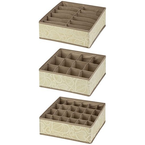 UD-00372125 Набор 3 органайзеров 32х32х12см Бежевые сердца,без крыш