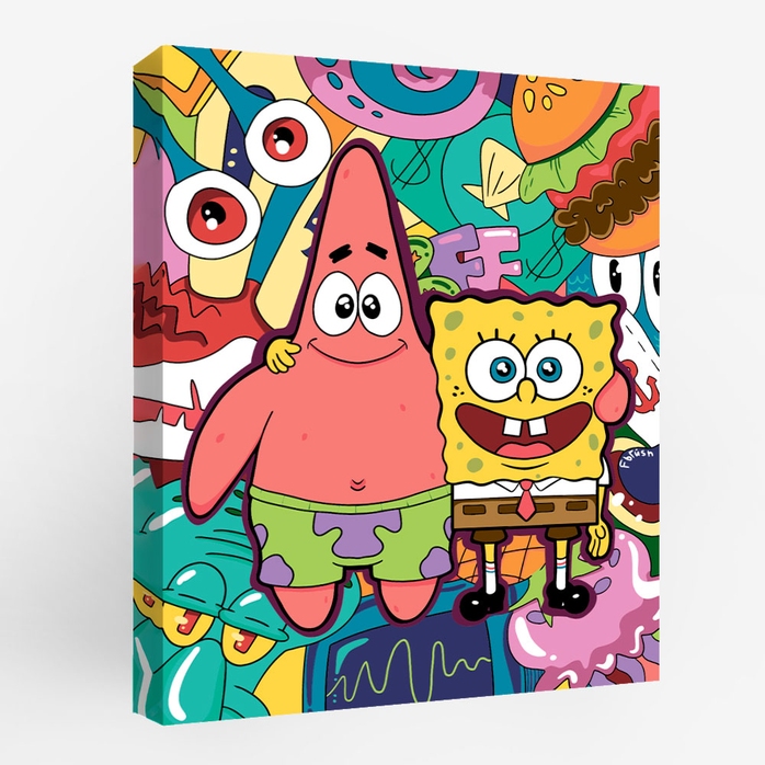 pt45-14162 Картина по номерам Спанч Боб и Патрик 40х50 см.