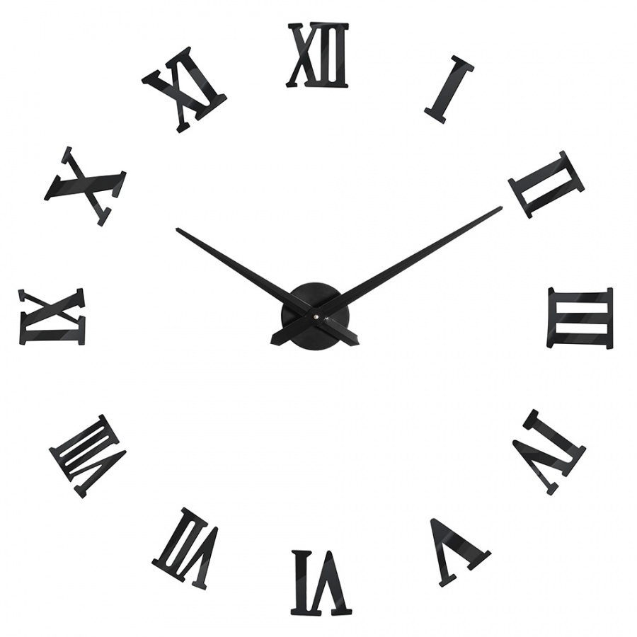 Часы настенные модульные 3D, d 60-120см, римские цифры, цвет черный