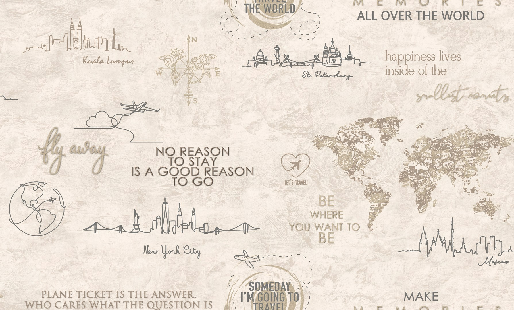 283956 Обои флизелиновые Le Tour мотив бежевый 1,06х10м