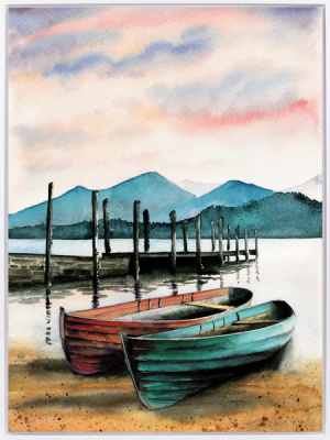 222151XCC Постер Лодки у причала 45х60х2,5см