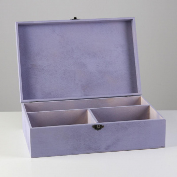 Ящик подарочный 34×21.5×10 см деревянный, с закрывающейся крышкой, фиолетовый 