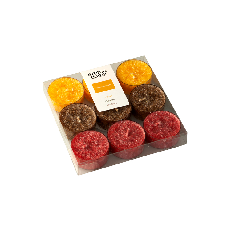 Набор свечей-таблеток Tealight Манго, шоколад, клюква 9 шт