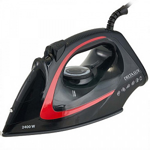 Утюг DELTA LUX DE-3006  черный с красным,2400 Вт,керамика,аникапля,антинакипь