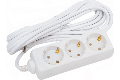 Удлинитель бытовой LINZO  5м 3гн 10-3е-5M, 3*0.75mm2 5m,10A,  белый