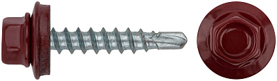Саморез КРсв. 4,8х28 RAL-3011 (тёмно-красн.) (60 шт) - ведро малое