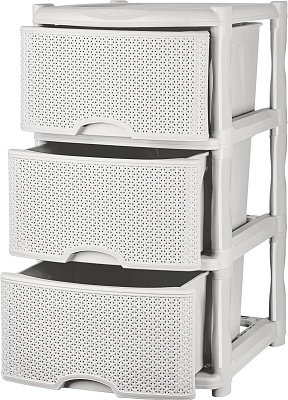 Комод Keeplex Rattan трехсекционный 48х41х72,3см белое облако