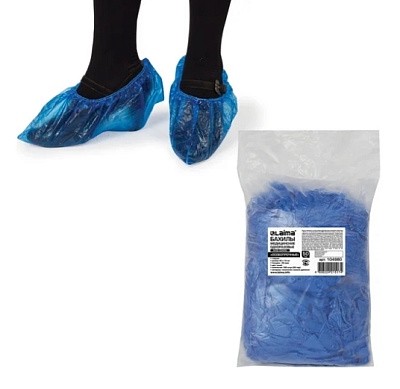 Бахилы полиэтиленовые, 1,8 гр., 40*15 см, голубые, 100 шт/уп., А.Д.М.