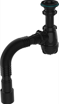 Сифон для умывальника Aquant 1 1/4"х40,черная мет.решетка, с т/г 40х40/50,чёрный
