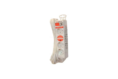 Удлинитель бытовой ARTSUN 1,5м 5гн ПВС 2*0,75, 10А, max2500Вт, 220В, белый