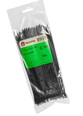 Стяжка нейлоновая (хомут) КСС 4x200 черн (100шт) (Fortisflex)