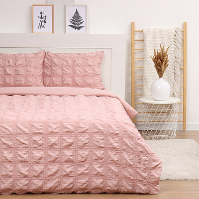 КПБ LoveLife дуэт Texture: rosy, 143*215см-2шт,230*240см,50*70см-2шт, микрофибра, 110 г/м2 