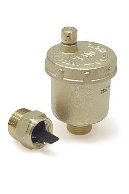 Воздухоотводчик автоматический 1/2", отсекающий клапан, латунь, TIM