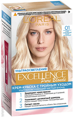 Краска Лореаль Экселанс 01 Супер осветляющий русый натуральный не марка