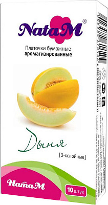 Платочки бумажные NATAM 10шт дыня
