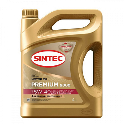 Масло моторное 5w40 SINTEC PREMIUM 9000, A3/B4 SN/CF Синтетика 4л