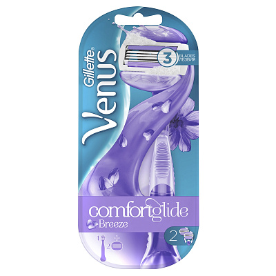 Бритва VENUS Breeze с 2 сменными кассетами (со встроенными полосками с гелем д/бритья*