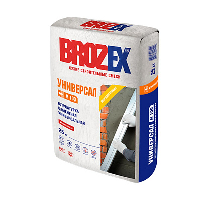 Штукатурка цементная М100 Универсал 25 кг BROZEX
