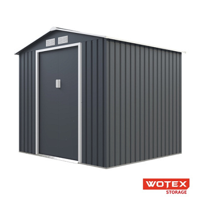 Сарай WOTEX Storage-03-3, тёмно-серый с белым, 213х195х195 см